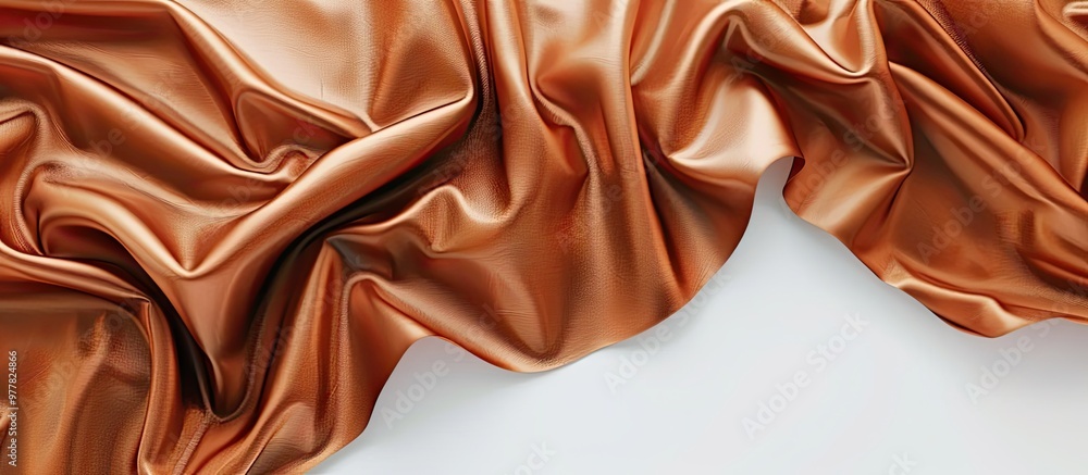 Poster texture of natural brown folded leather set against a white background. copy space image. place for 