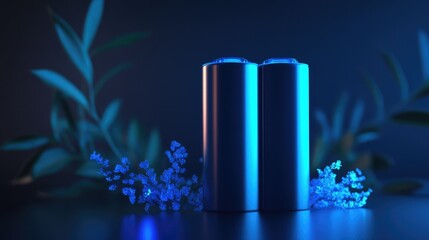High-Tech Electric Battery Design with 100% Power in Blue