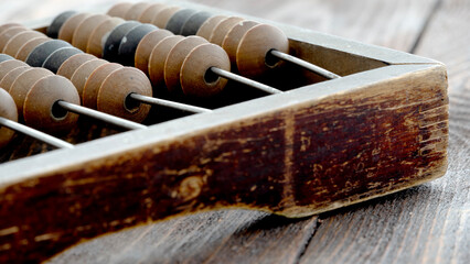 drawing abacus or abacus on wooden background