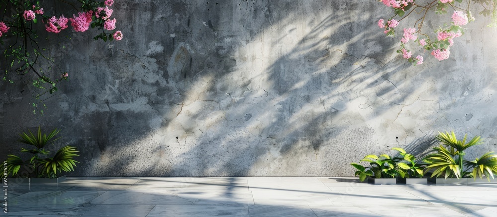 Poster cosmetic backdrop of available space for your decoration wall featuring shadows gray stone along wit