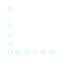 Page corner border with light blue snowflakes. Border for banner, text or photo Merry Christmas and New Year. Vector.