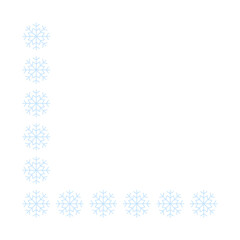 Page corner border with light blue snowflakes. Border for banner, text or photo Merry Christmas and New Year. Vector.