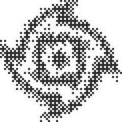 Pixel pattern shape. Textured star with bitmap dither gradient. Retro cosmic element with old computer game graphic effect. Halftone grunge illustration