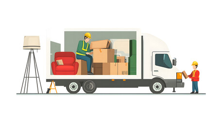 Workers Loading Boxes into a Delivery Truck for Transportation