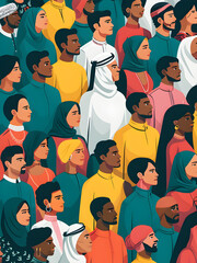 Multicultural Crowd in Unity - Vector Illustration Depicting Diversity and Harmony
