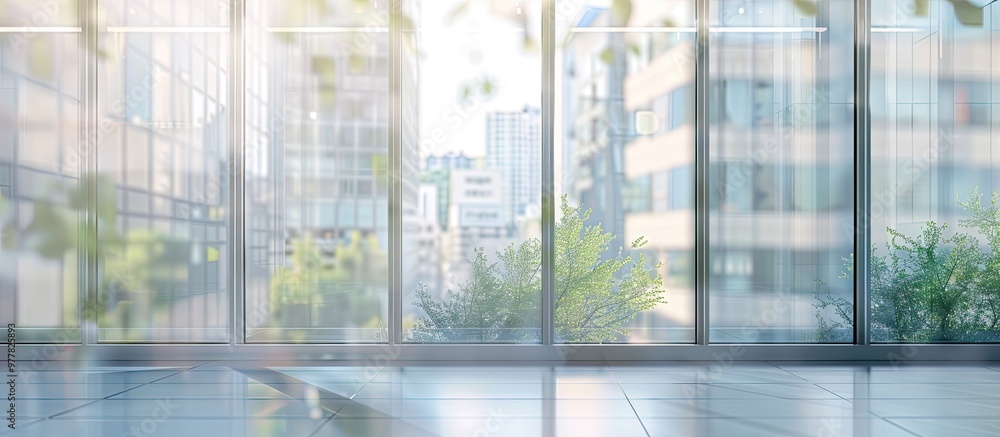 Poster blur the clear glass of windows along with their frames. copy space image. place for adding text and