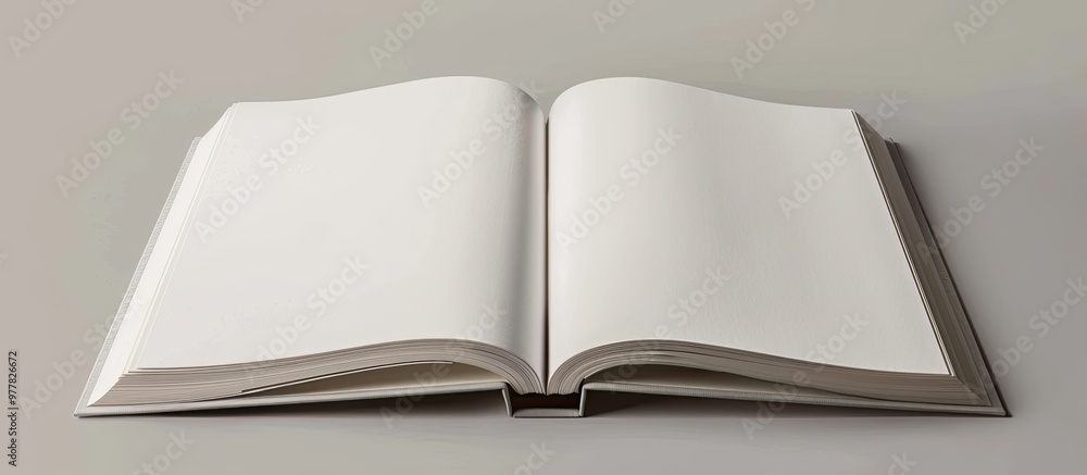 Poster book open blank book with a white cover. copy space image. place for adding text and design