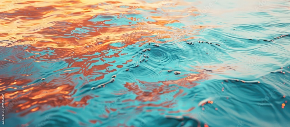 Poster copper surface reflecting an azure color randomly placed abstract fantasy the copper surface shows s
