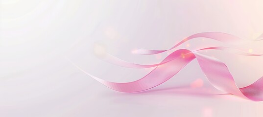 Minimalist Pink Ribbon Digital Design for Breast Cancer Awareness Month, Ideal for Posters and Cards