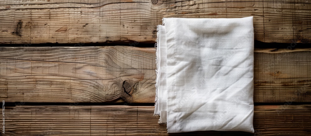 Poster napkin on a wooden surface. copy space image. place for adding text and design