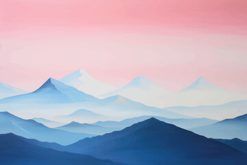Fototapeta premium Serene mountain landscape painting