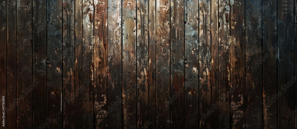 Wall mural Aged wooden backdrop. Copy space image. Place for adding text and design