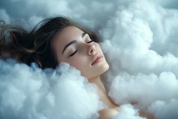 woman sleeping on a cloud