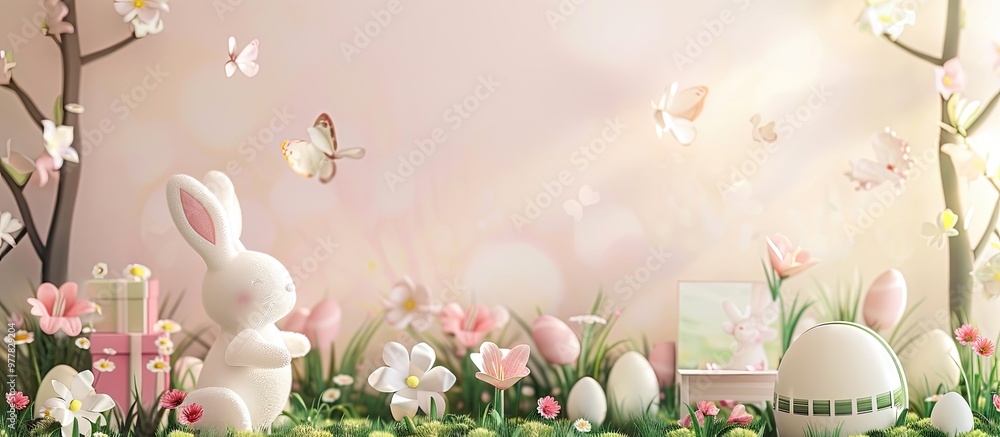Poster adorable backdrop for easter. copy space image. place for adding text and design