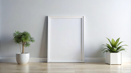 Minimalistic bright aesthetic ad advertising mockup with blank white empty paper frame board billboard Sign template with copy space for text, indoor announcement promotion concept