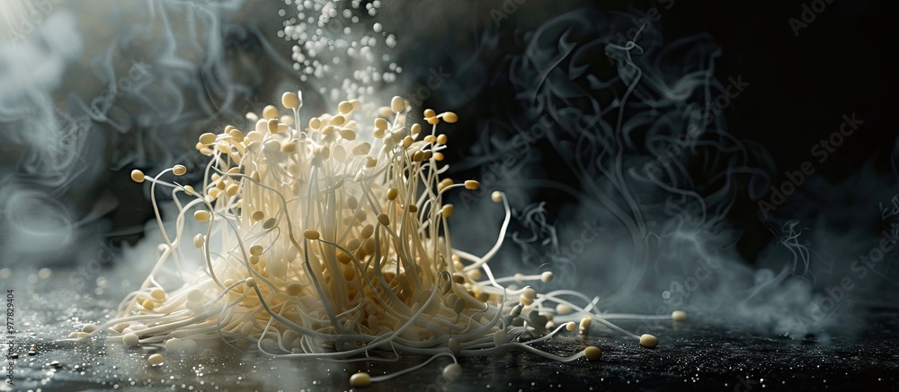Poster soy sprout an ingredient used in asian cuisine. copy space image. place for adding text and design