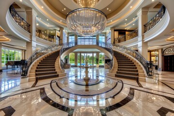 Obraz premium An image of a regal castle interior with opulent furnishings, chandeliers, and intricate decor, reflecting historical grandeur and luxur