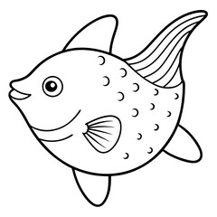 Sunfish swimming sideways with flowing fins and a round body shape vector
