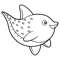 Sunfish swimming sideways with flowing fins and a round body shape vector