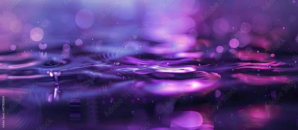 Poster background bokeh purple light from water abstraction. copy space image. place for adding text and de