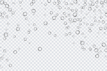 Air bubbles, oxygen, champagne crystal clear, isolated on a transparent background of modern design. Vector illustration of EPS 10.