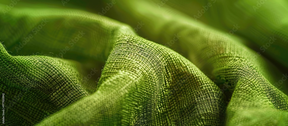 Poster close up macro of green fabric textile material serves as a texture pattern background or backdrop s
