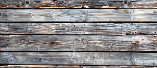 Obraz premium Top view of wooden planks in an outdoor exterior background. Copy space image. Place for adding text and design