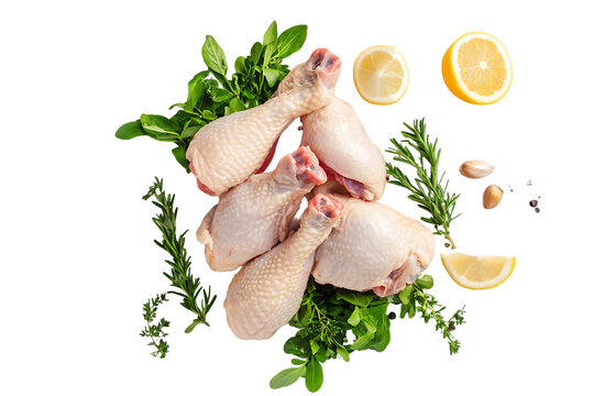 Raw chicken legs and vegetables, a fresh and healthy ingredient for cooking