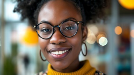 Portrait of a Smiling Woman with Glasses