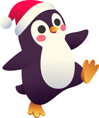 Dancing Christmas Penguin (Gradient Color Style)