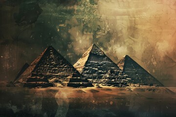 Postcard with landscape of Egyptian pyramids, Egypt