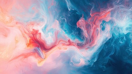 Obraz premium Abstract Swirls of Pastel Blue, Pink, and Orange Paint