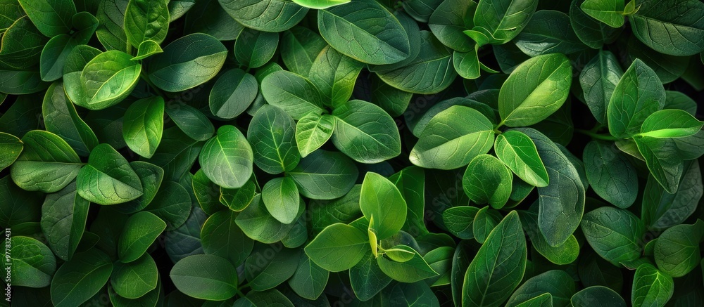 Poster green leaves natural background wallpaper leaf texture leaves providing space for text. copy space i