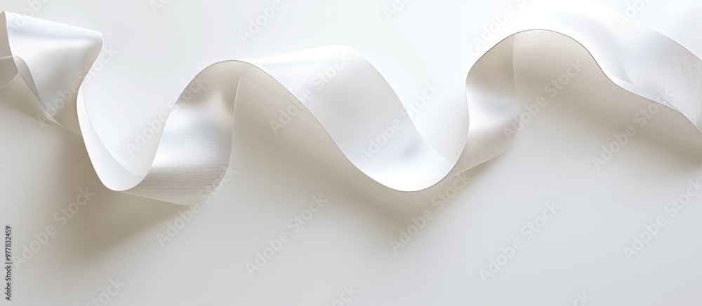 Poster close up of a curved ribbon on a white background. copy space image. place for adding text and desig