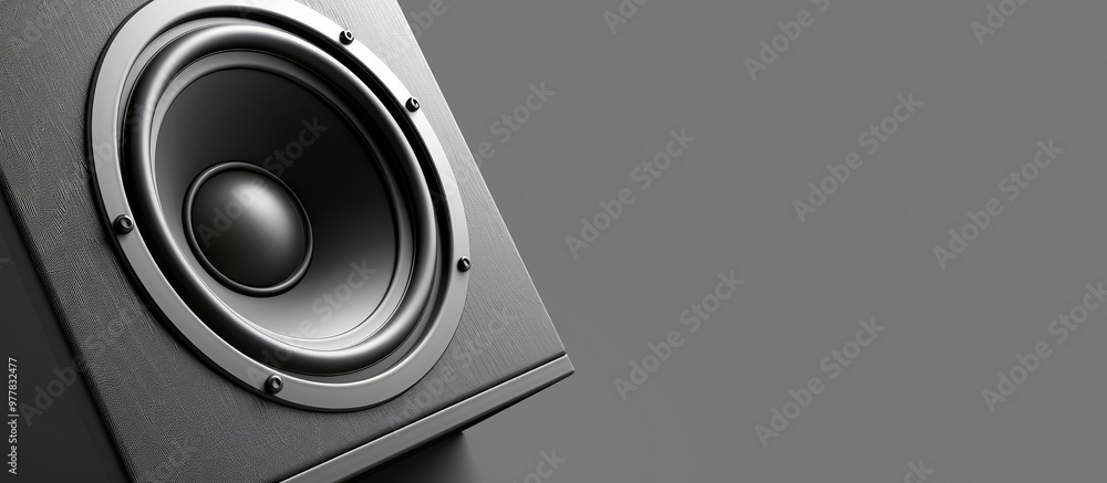 Poster black and white speaker acoustic sound design. copy space image. place for adding text and design