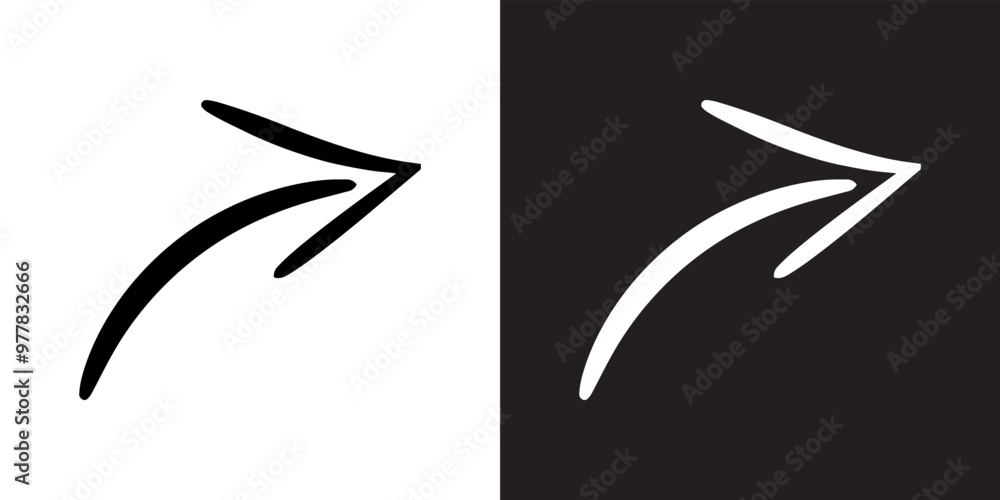 Poster curved arrow icon vector. arrow pointer icon sign symbol in trendy flat style. arrow right vector ic