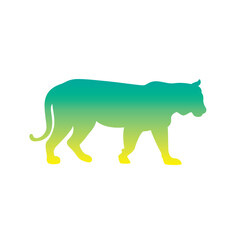 The silhouette of a tiger. Original vector illustration in vintage style isolated on white background.