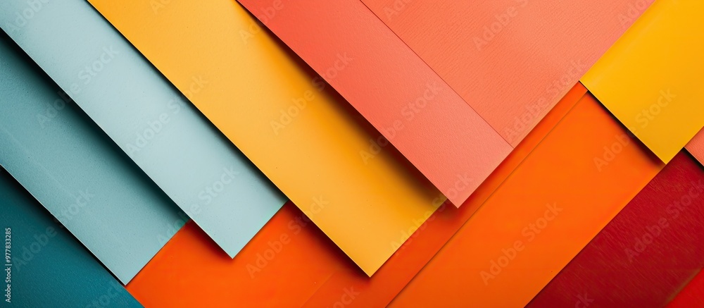 Poster background featuring colored paper abstract texture of colored paper simple geometric shapes and lin