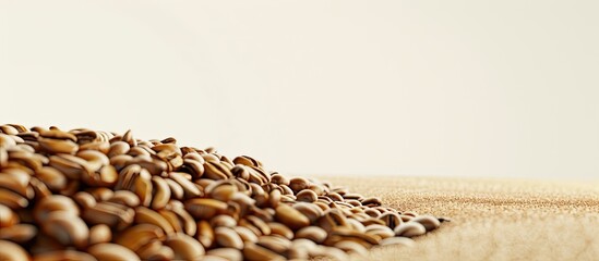 Obraz premium Coffee seeds. Copy space image. Place for adding text and design