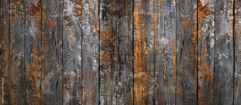 Poster wood texture background the surface of a weathered wooden slab house aged slab texture. copy space i