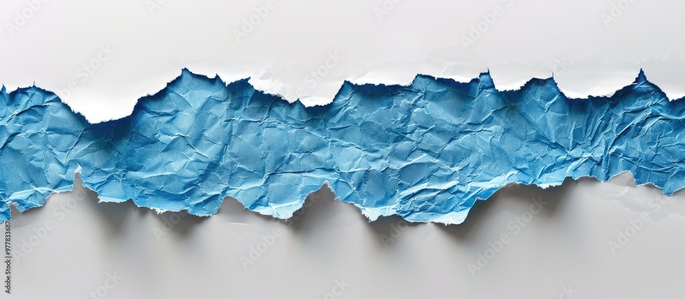 Canvas Prints Blue torn paper on a white paper background. Copy space image. Place for adding text and design