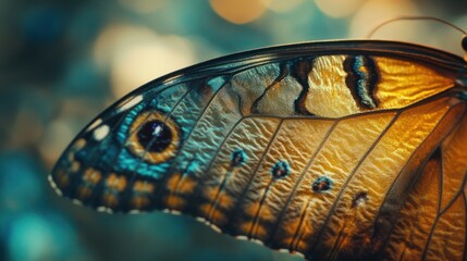 Close-up of a Butterfly's Wing with Intricate Patterns and Colors