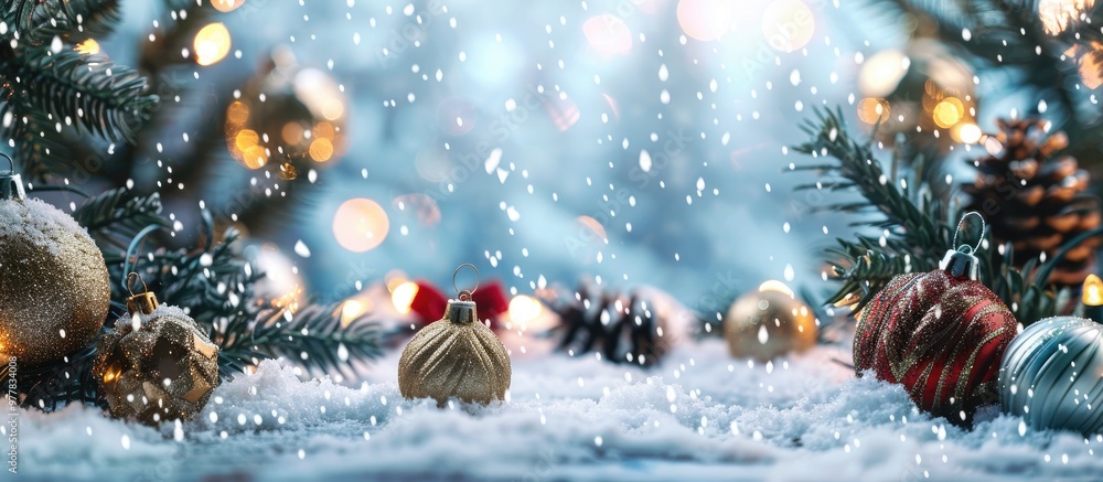 Aufkleber christmas decor featuring snow. copy space image. place for adding text and design