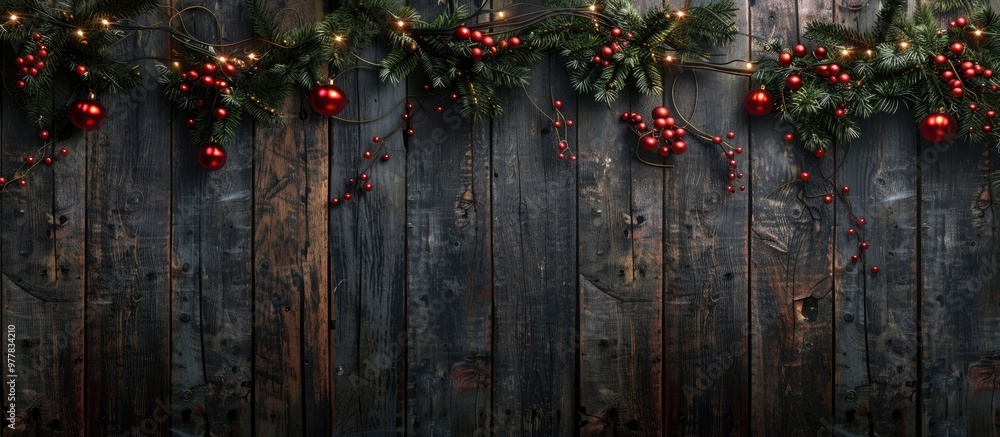 Poster rustic christmas holiday backdrop with a list. copy space image. place for adding text and design