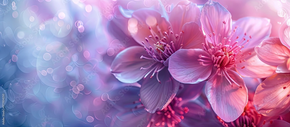 Poster beautiful flowers created with abstract color filters. copy space image. place for adding text and d