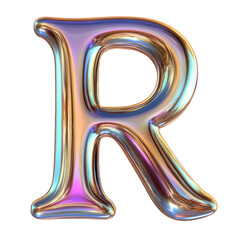 copper Hologram metallic R alphabet Realistic 3D on white background. Generative AI