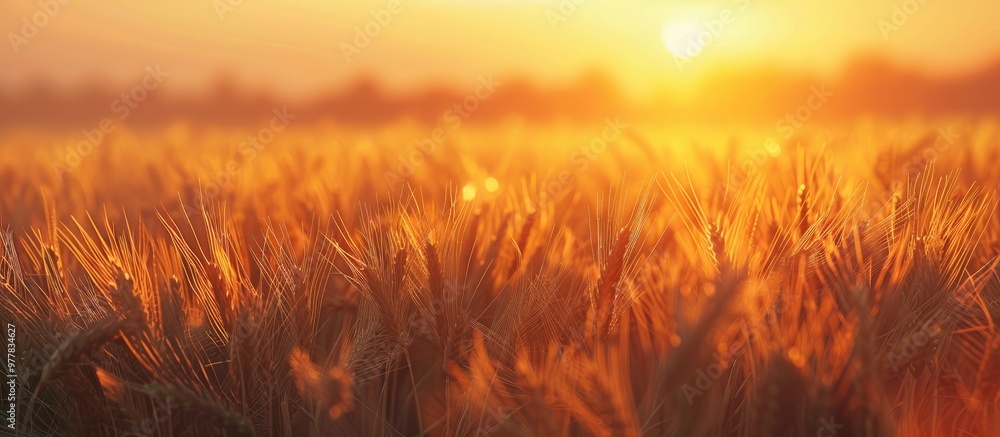 Canvas Prints ripe wheat ear during the golden hour. Copy space image. Place for adding text and design