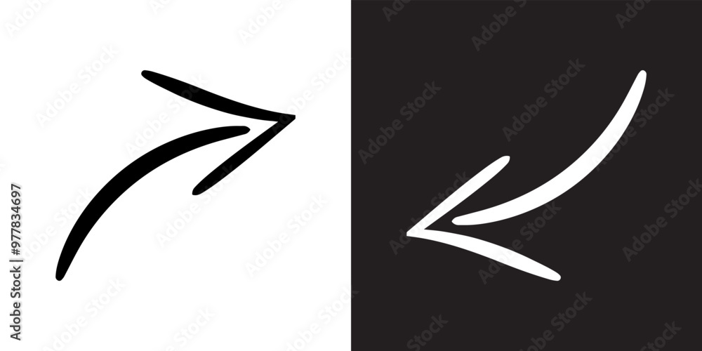 Poster curved arrow icon vector. arrow pointer icon sign symbol in trendy flat style. arrow right left vect
