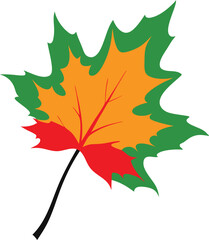 Simple Single Autumn Leaf Falling Vector Illustration for Autumn Projects
