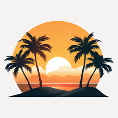 Tropical sunset beach scene